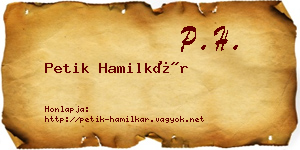 Petik Hamilkár névjegykártya
